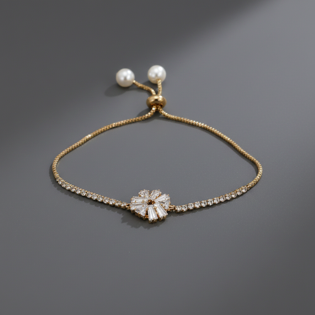 White Stone Floral Bracelet