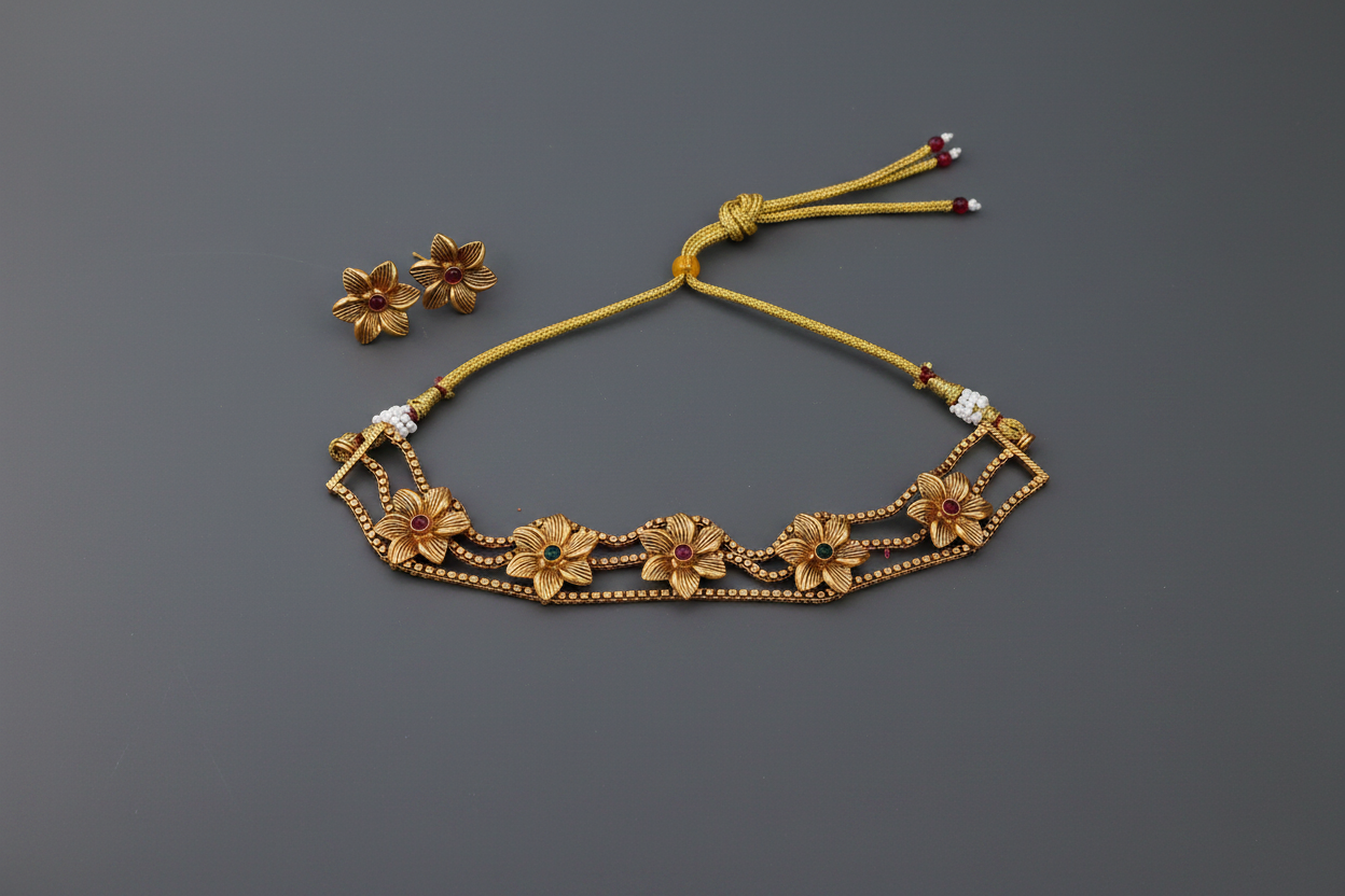 Floral Matte Choker Golden 