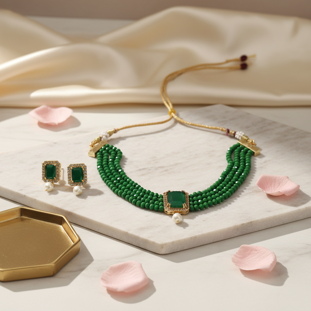 Four Lines Green Choker