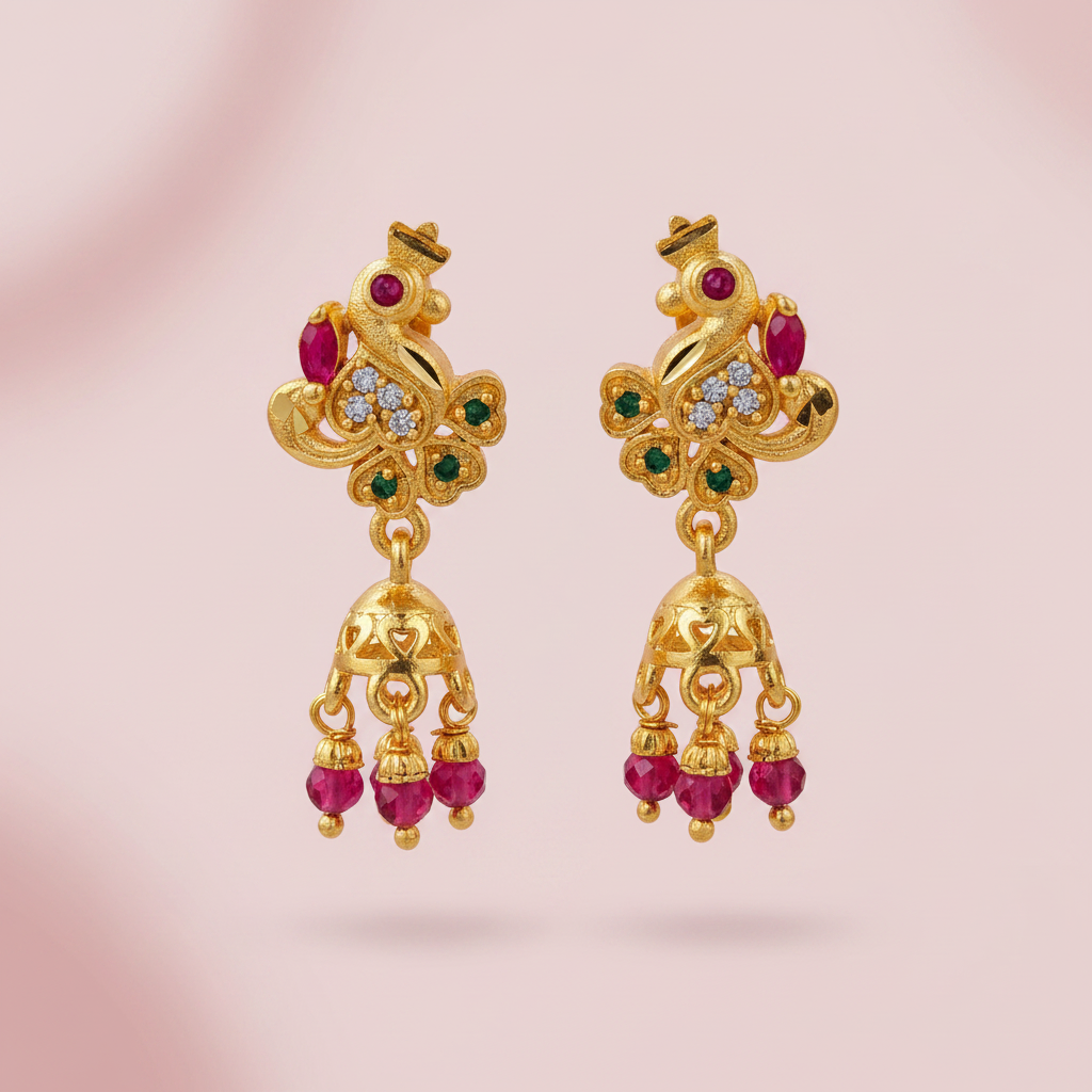Gold-Replica-Peacock-Earrings