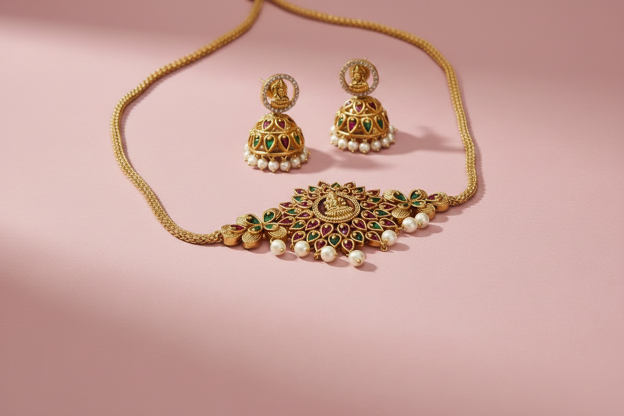 Gold AD Lakshmi Necklace
