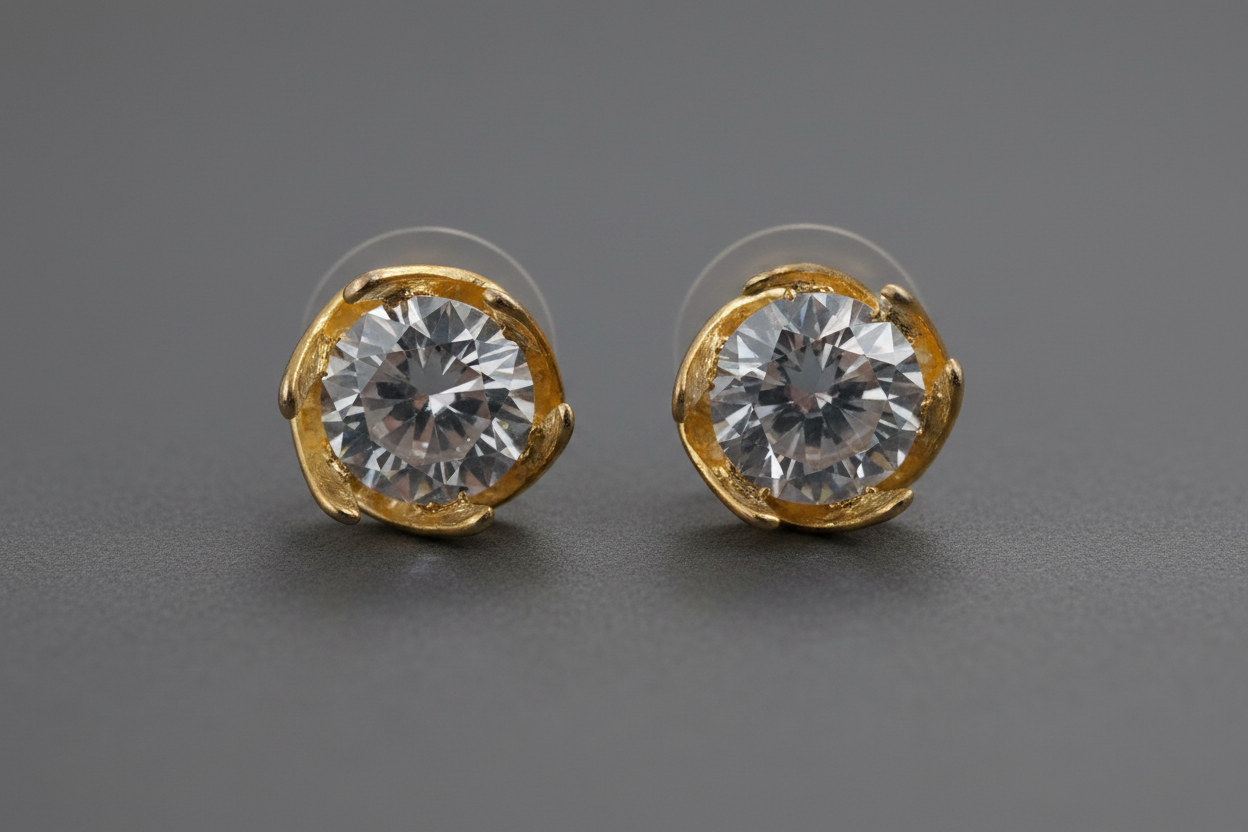 Cubic Zirconia Gold Stud 