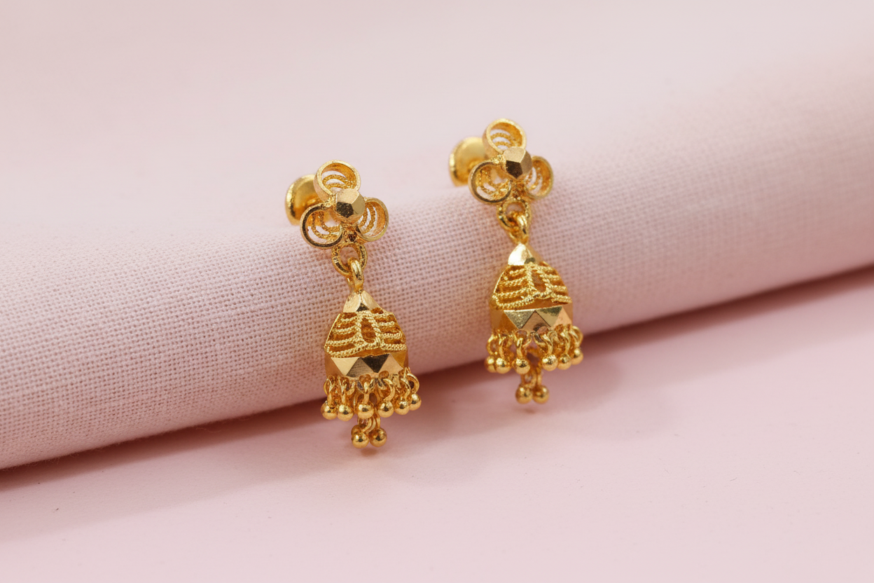 Gold Floral Mini Jhumka
