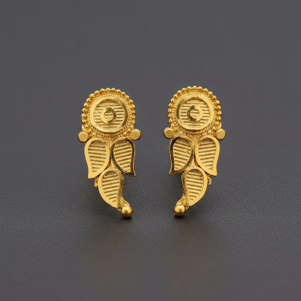 Gold Mango Leaf Studs