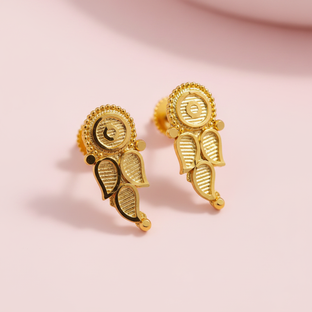 Gold Mango Leaf Studs