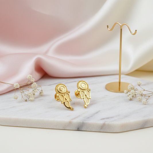Gold Mango Leaf Studs