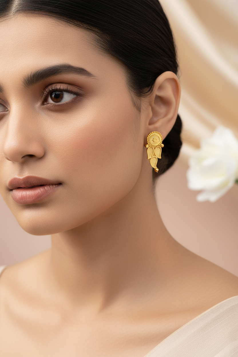 Gold Mango Leaf Studs
