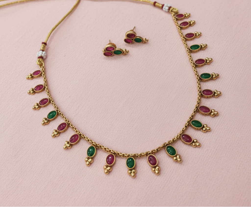 Gold Multicolor Stone Chain