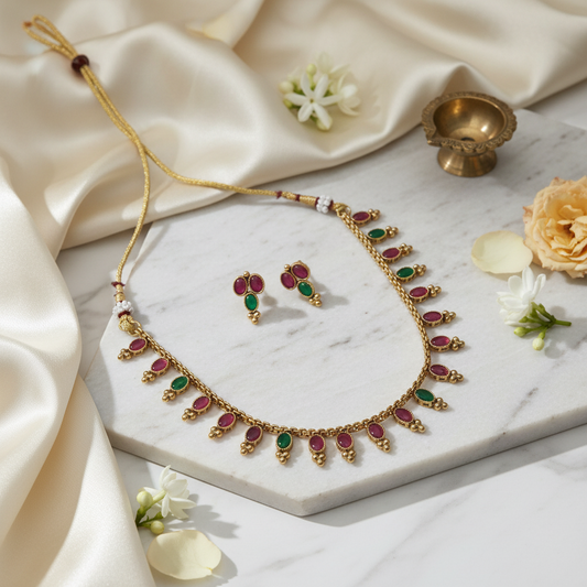 Gold Multicolor Stone Chain
