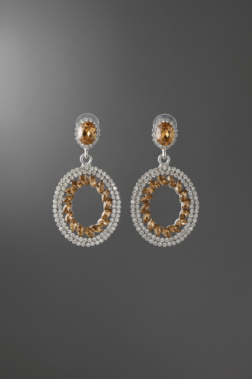 Gold and white Stone Earrings 
