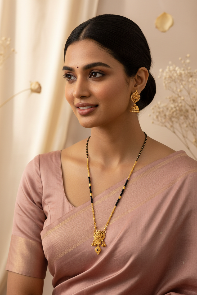 Golden black beads mangalsutra 