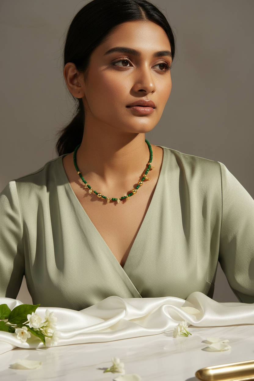 Green Crystal Beads Chain