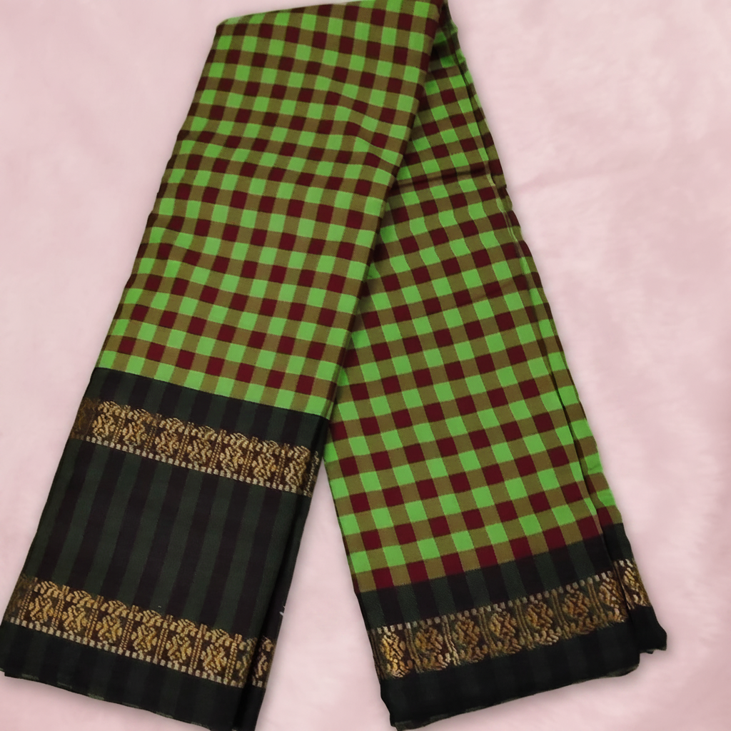 Green Checked Saree