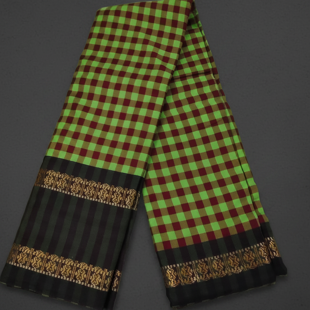 Green Checked Saree
