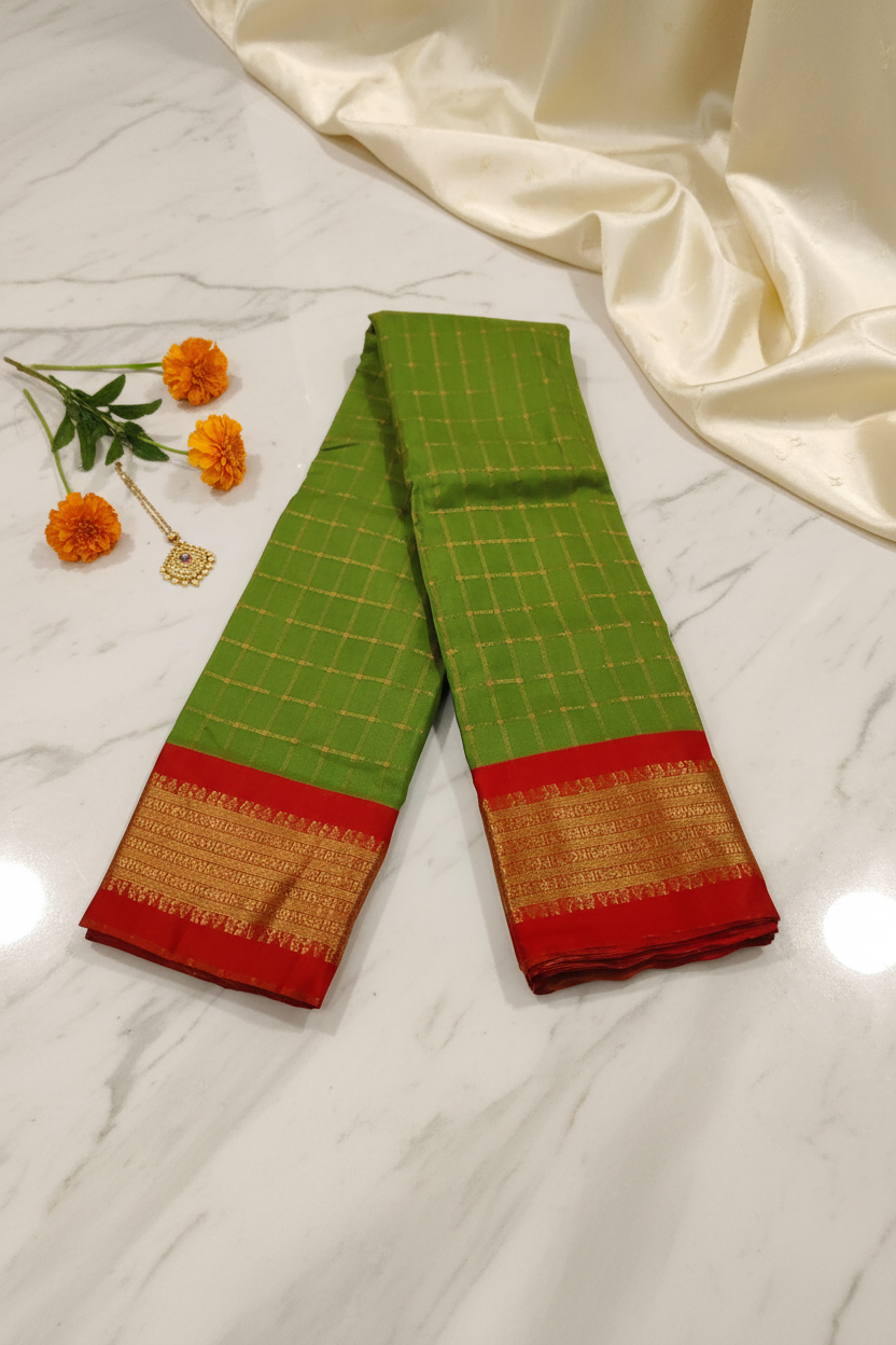 Green Chettinadu Silk saree 