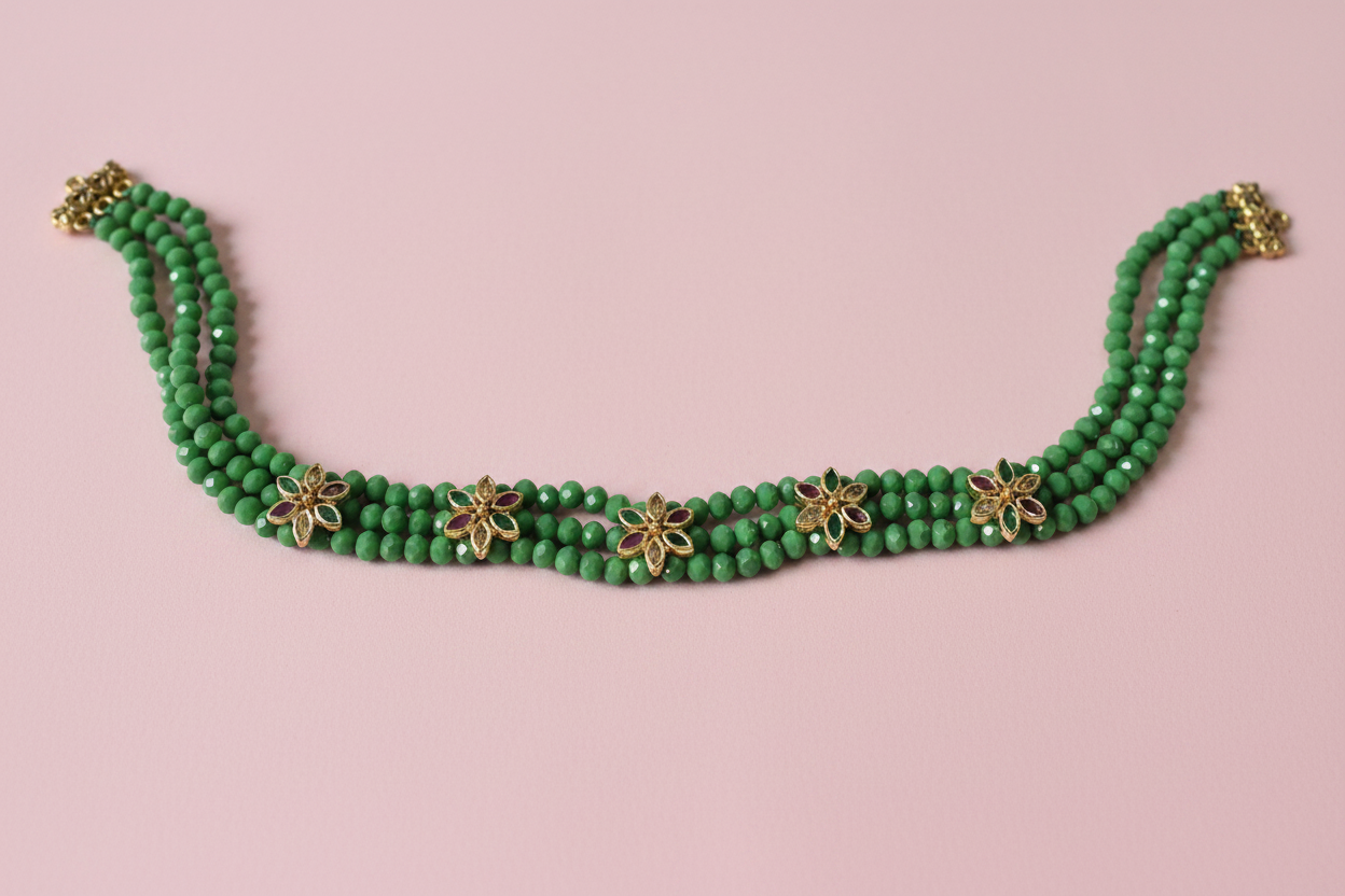 Green Crystal Floral Chain