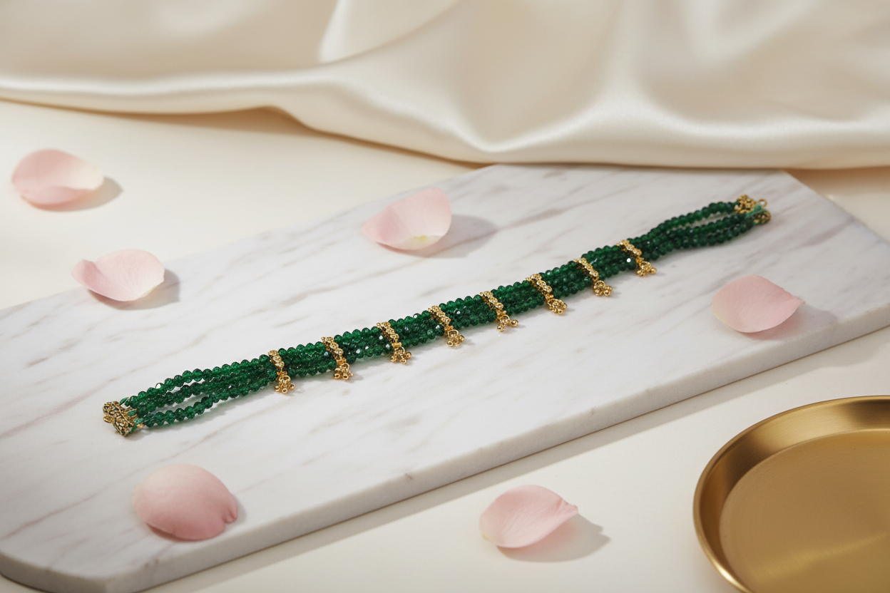 Green Crystal Beads Choker