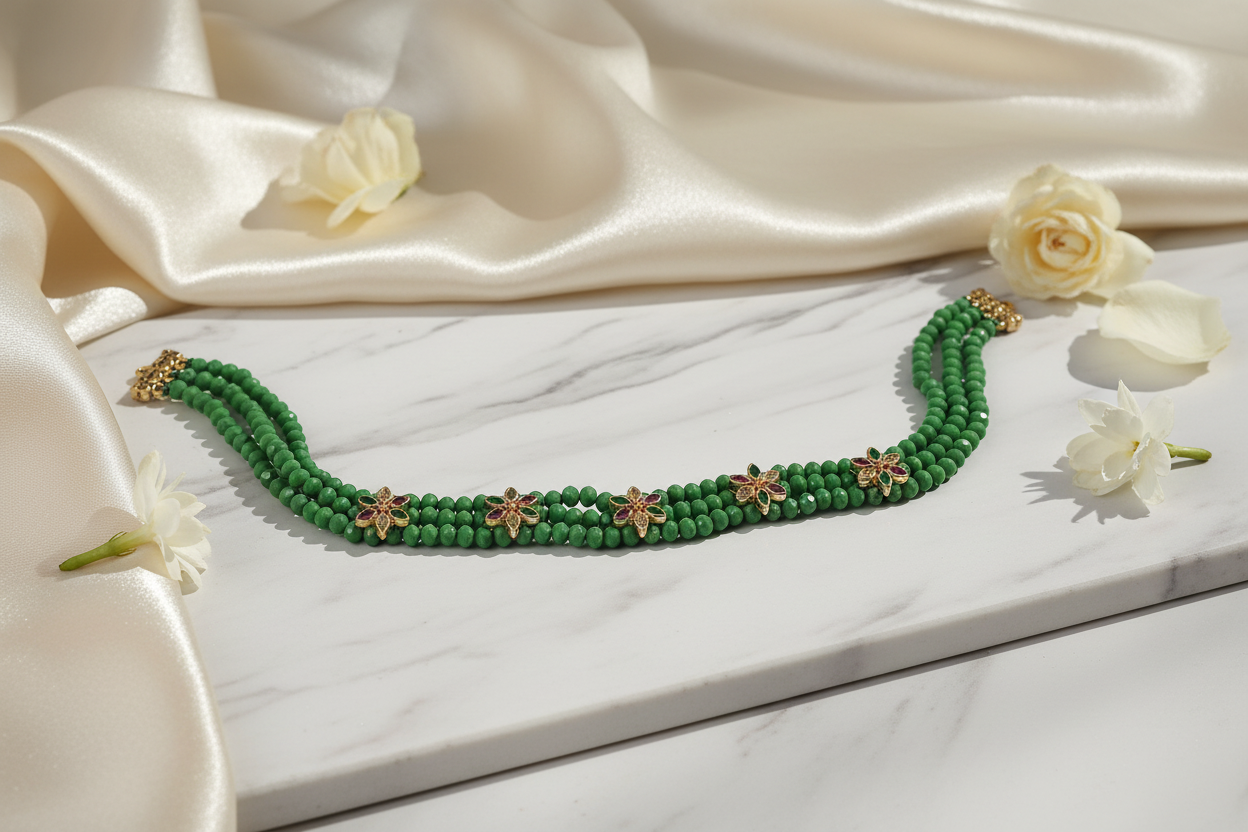 Green Crystal Floral Chain