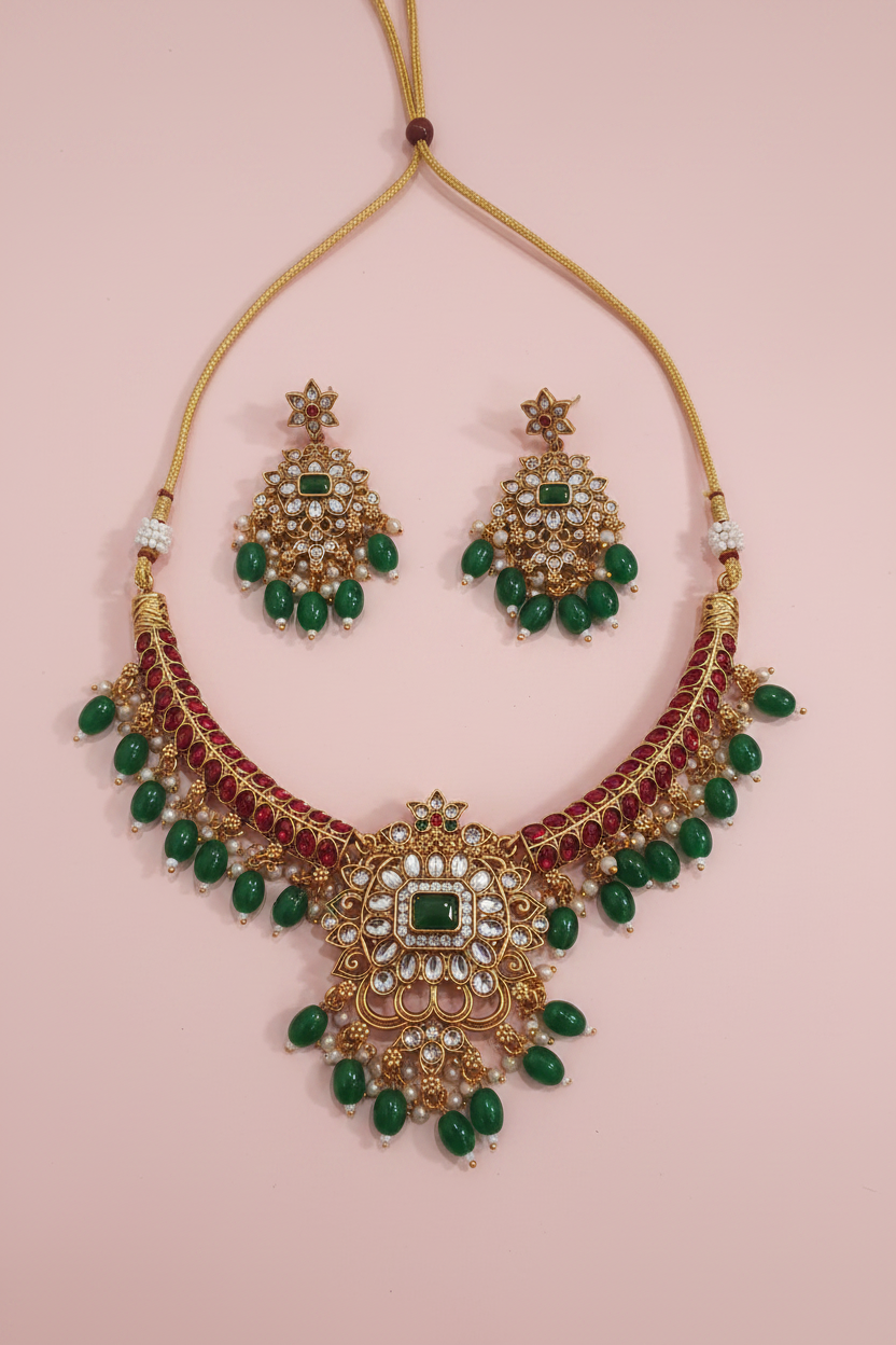 Green Drops Kemp Necklace 
