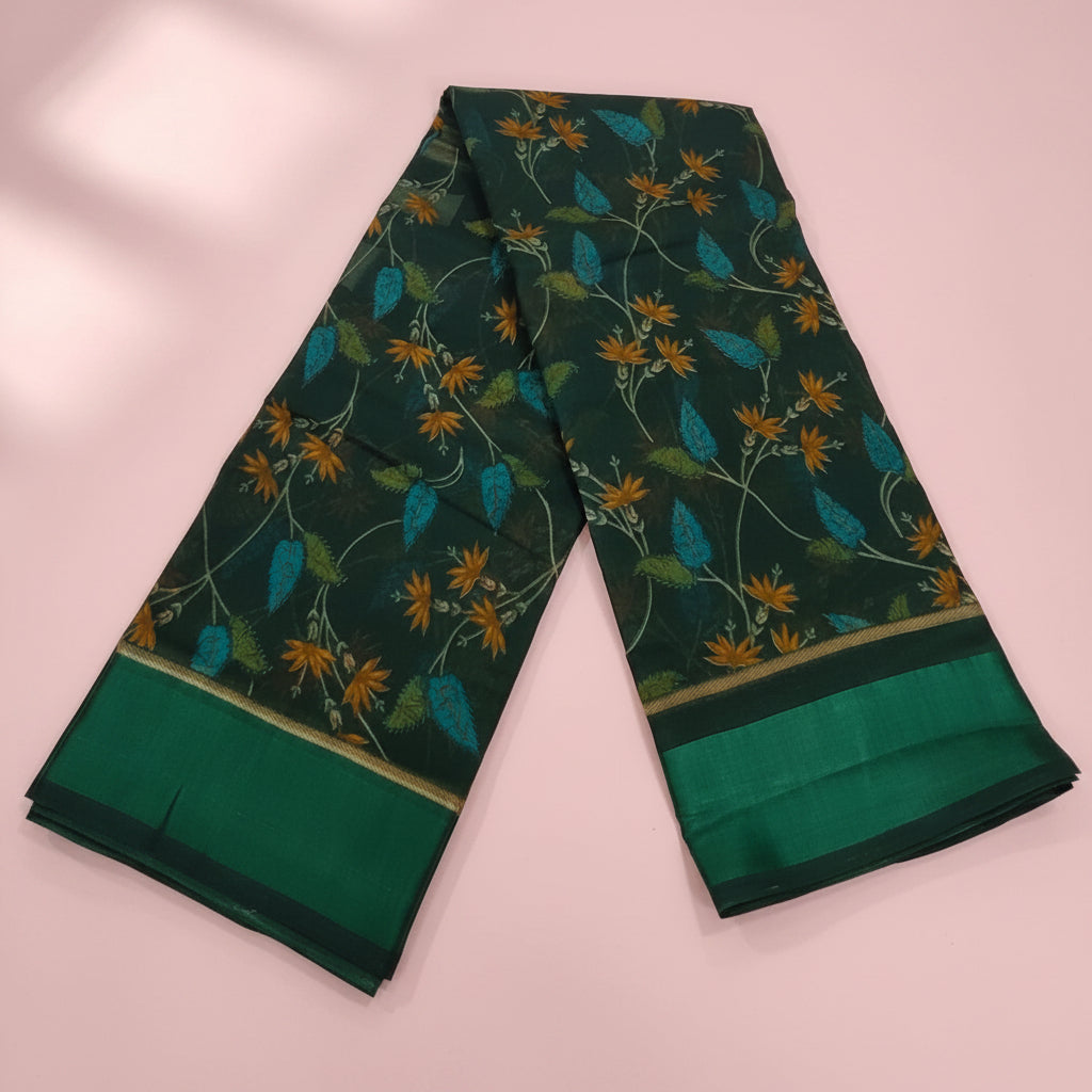 Green Fancy Cotton Saree 