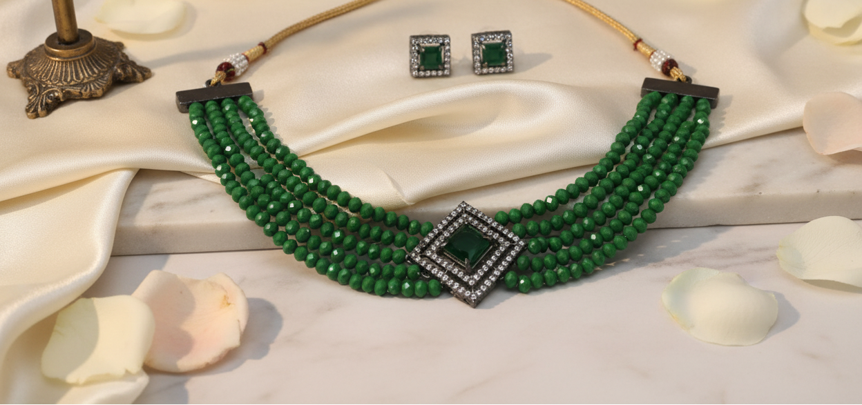 Green Four Layered Choker
