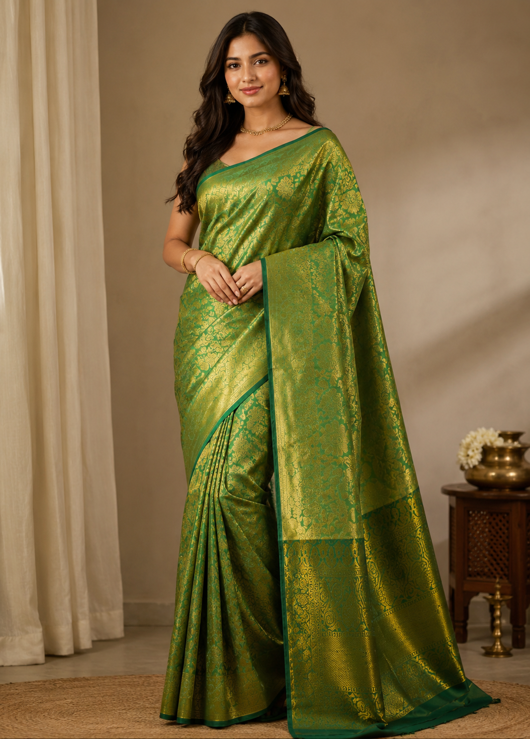 Green Tissue Glow Saree