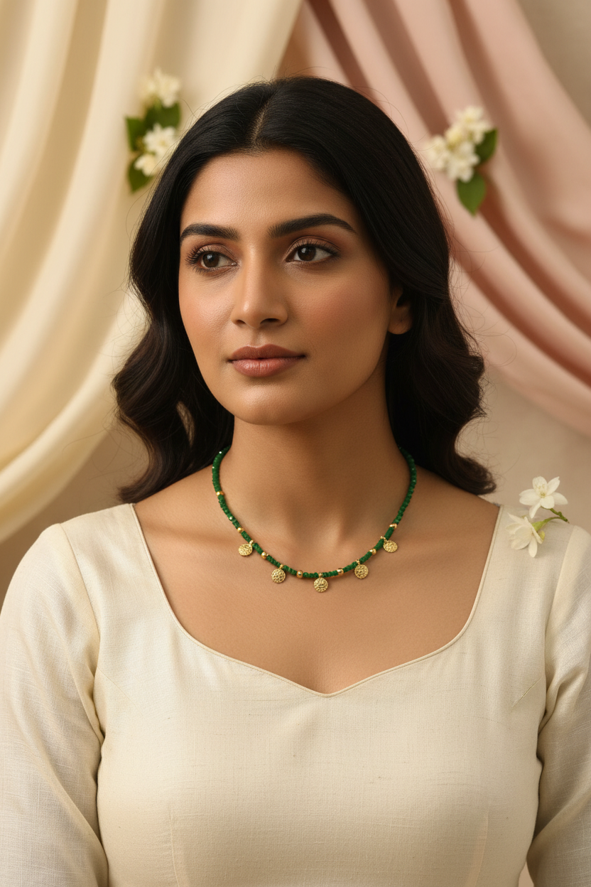 Crystal Green Lakshmi Coin