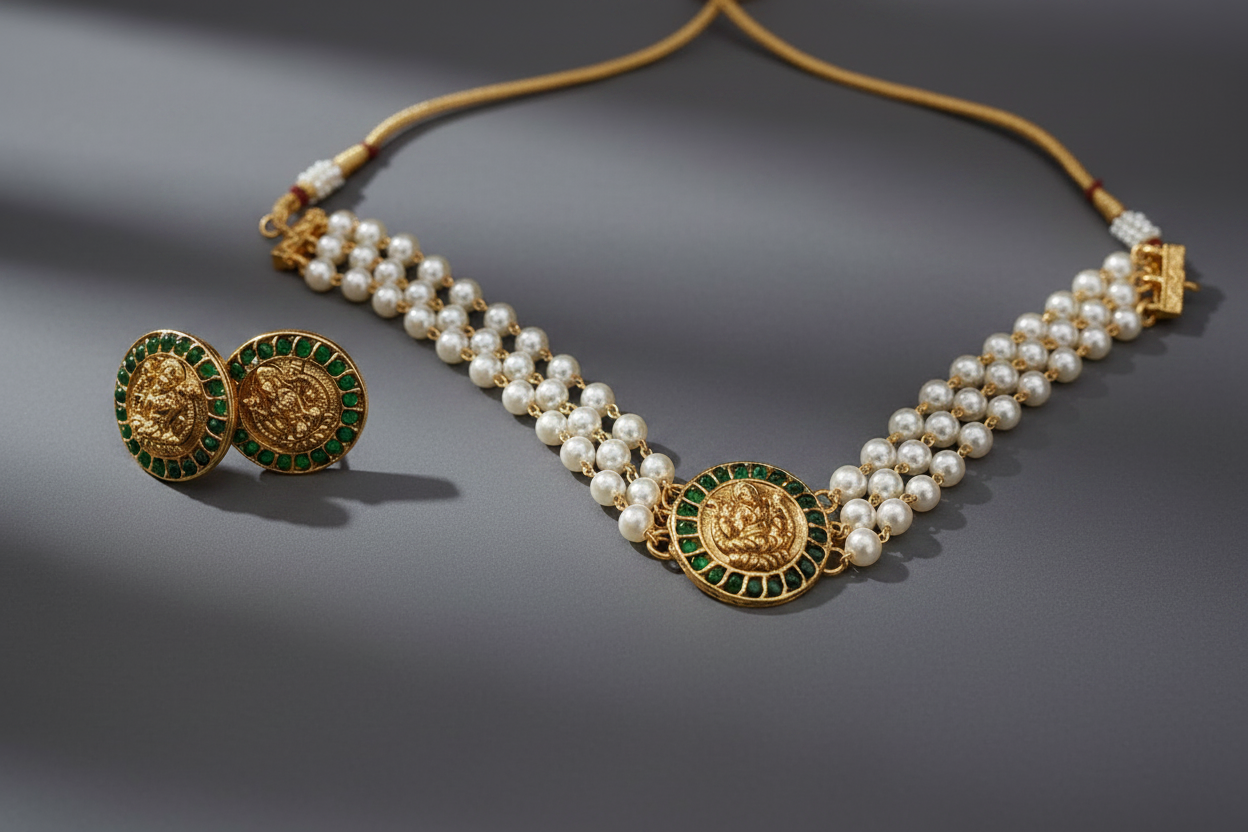 Green Lakshmi Pearl Choker