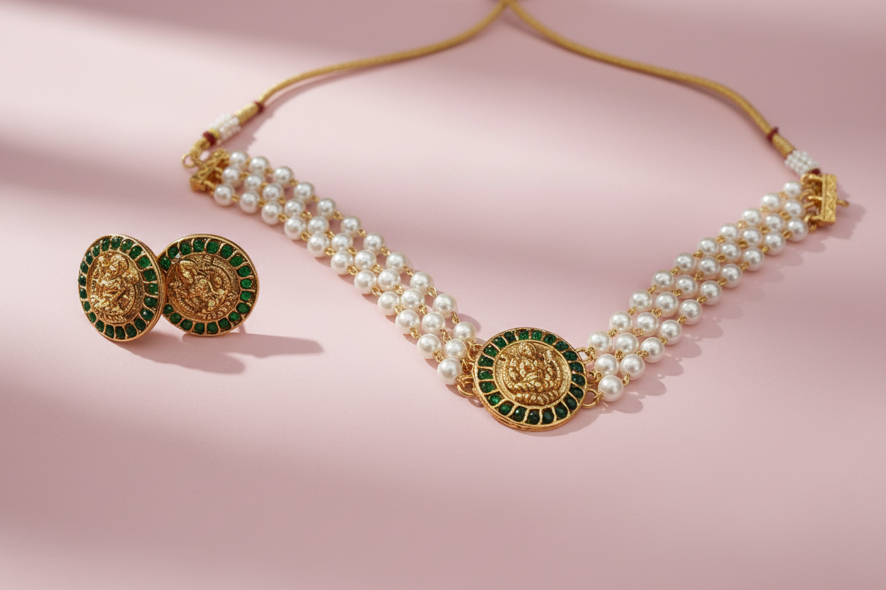 Green Lakshmi Pearl Choker