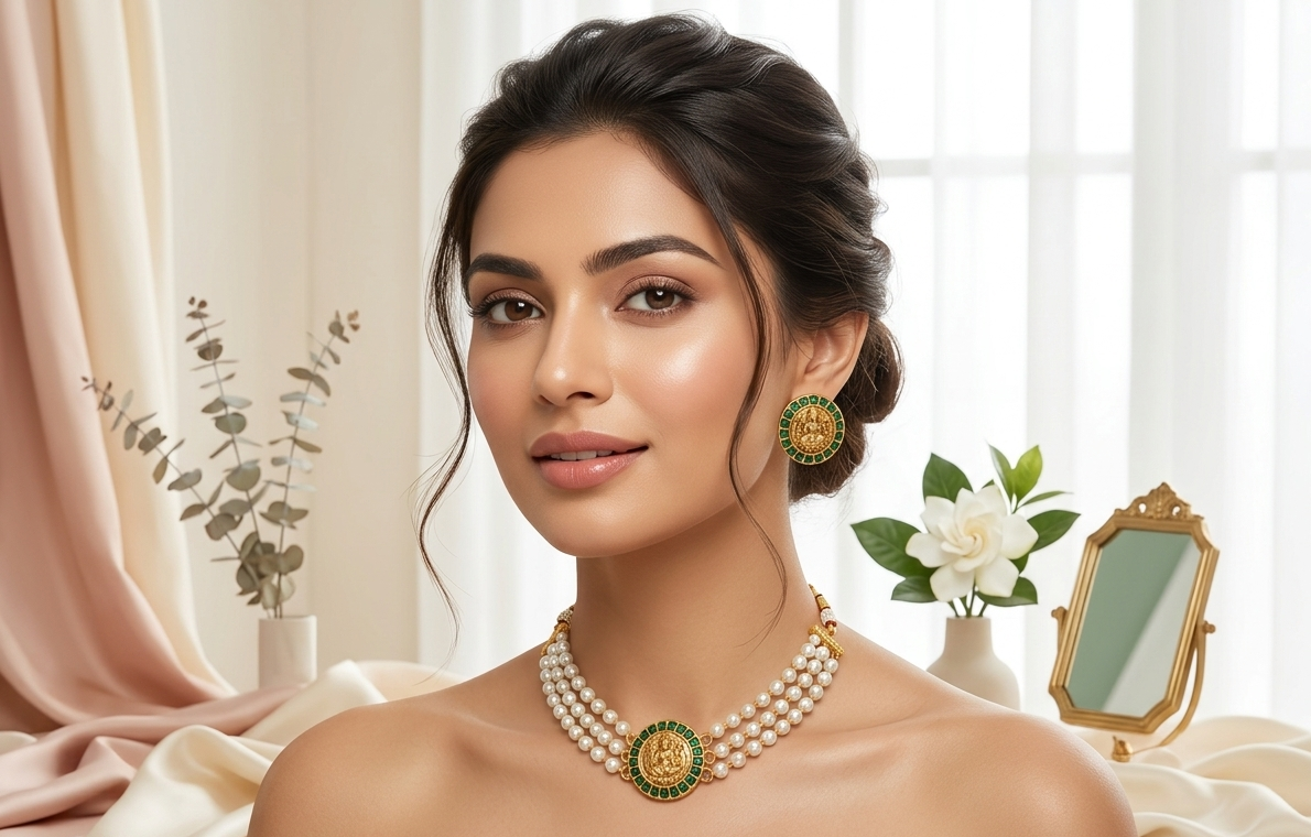 Green Lakshmi Pearl Choker