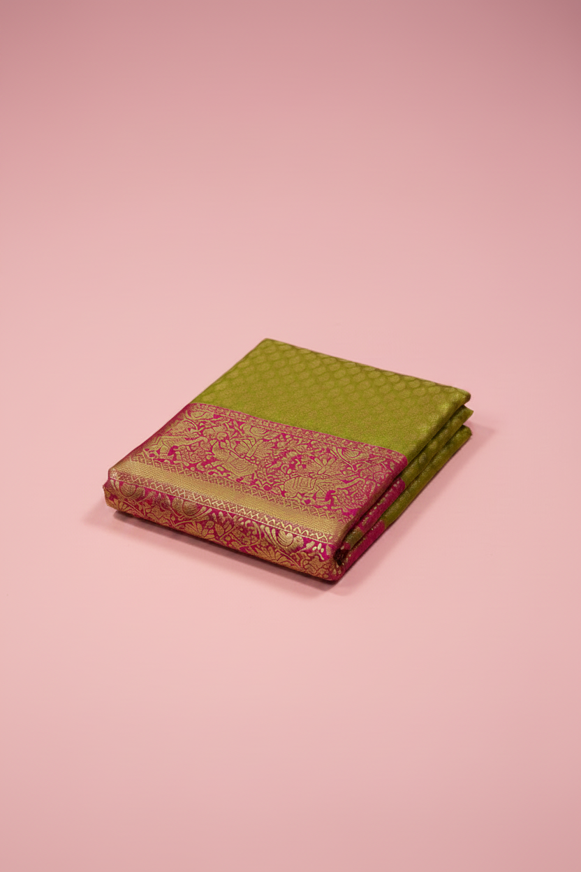Green Pink Tissue Saree