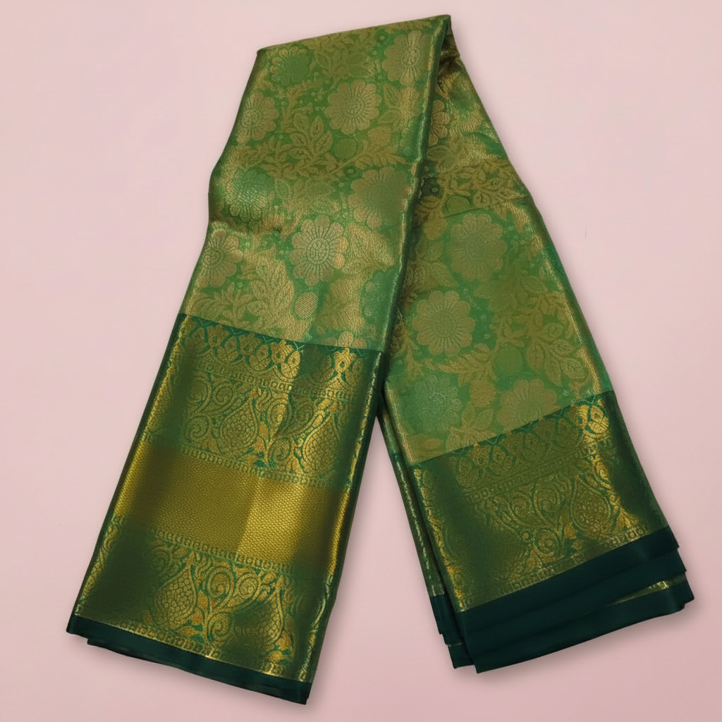 Green Tissue Glow Saree 