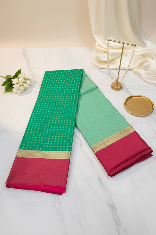 Green half and half saree 