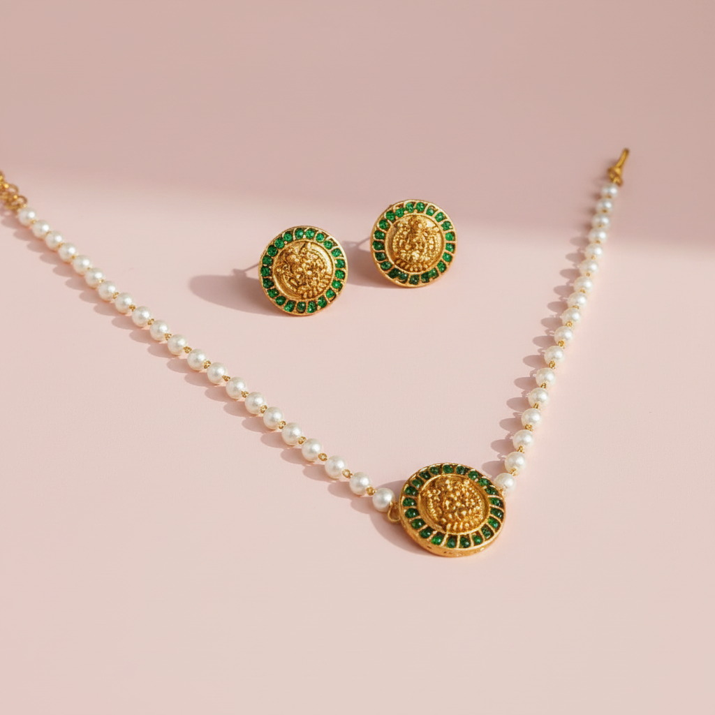 Green lashmi pearl matte choker