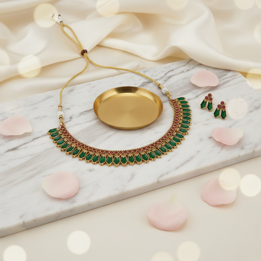 Green Palak Necklace 