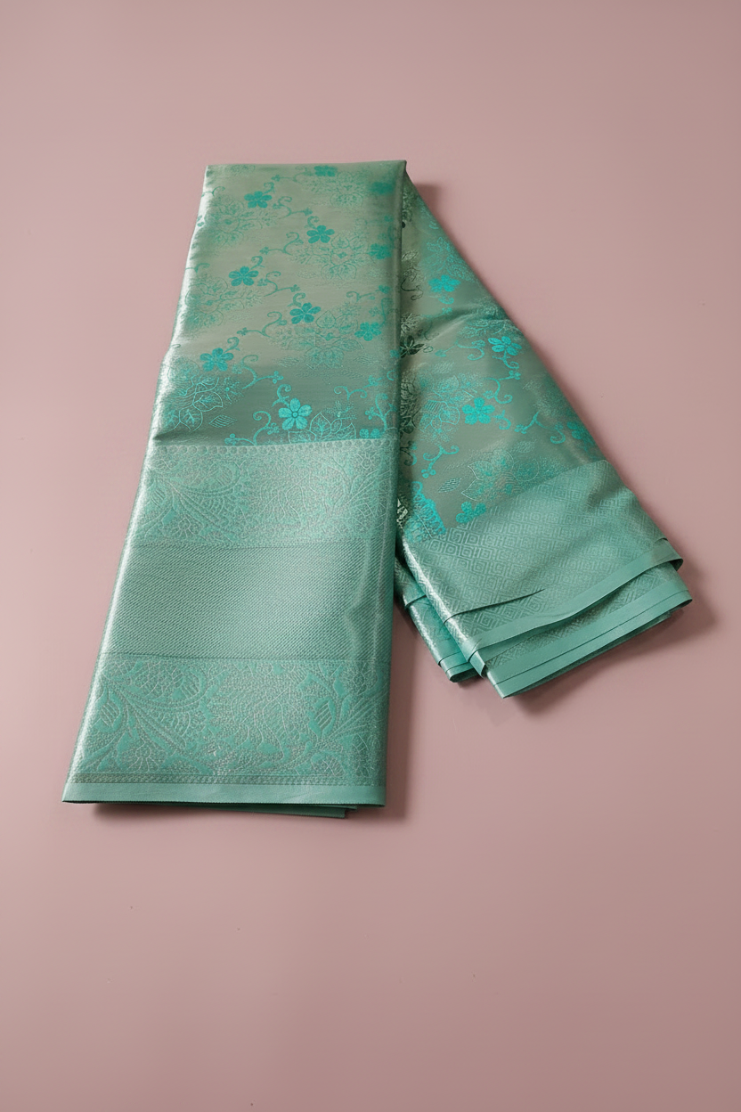Greenish Silver Varnam Saree 
