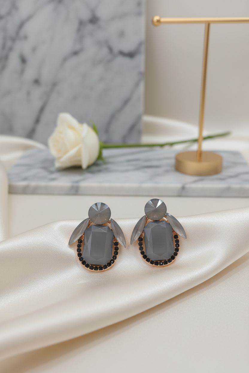 Grey Penquin Shaped Earrings
