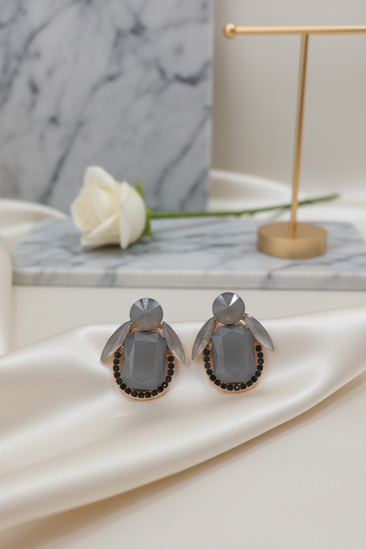 Grey Penquin Shaped Earrings