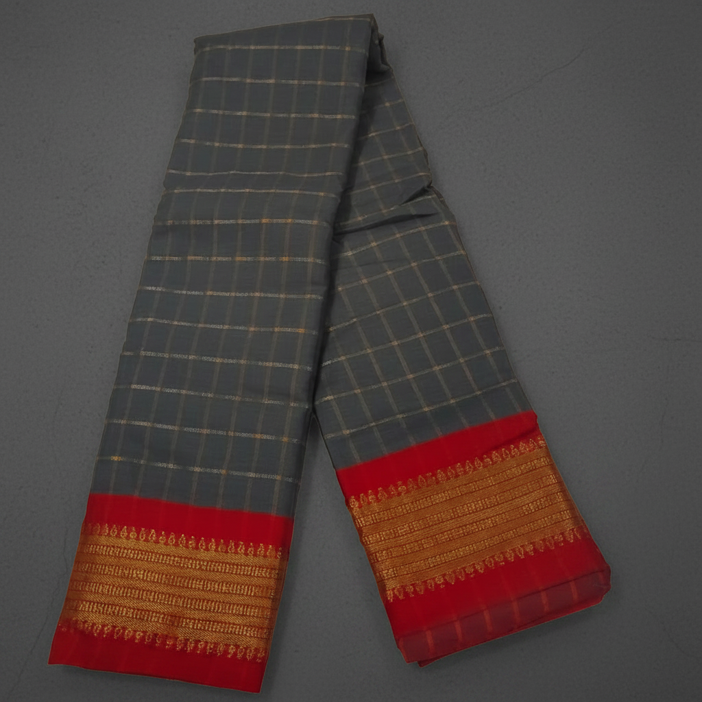 Grey Chettinadu Silk Saree