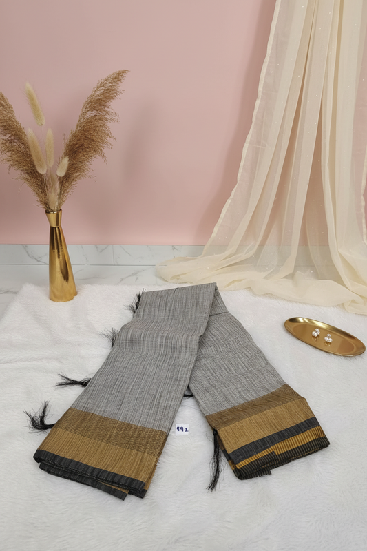 Grey linen saree