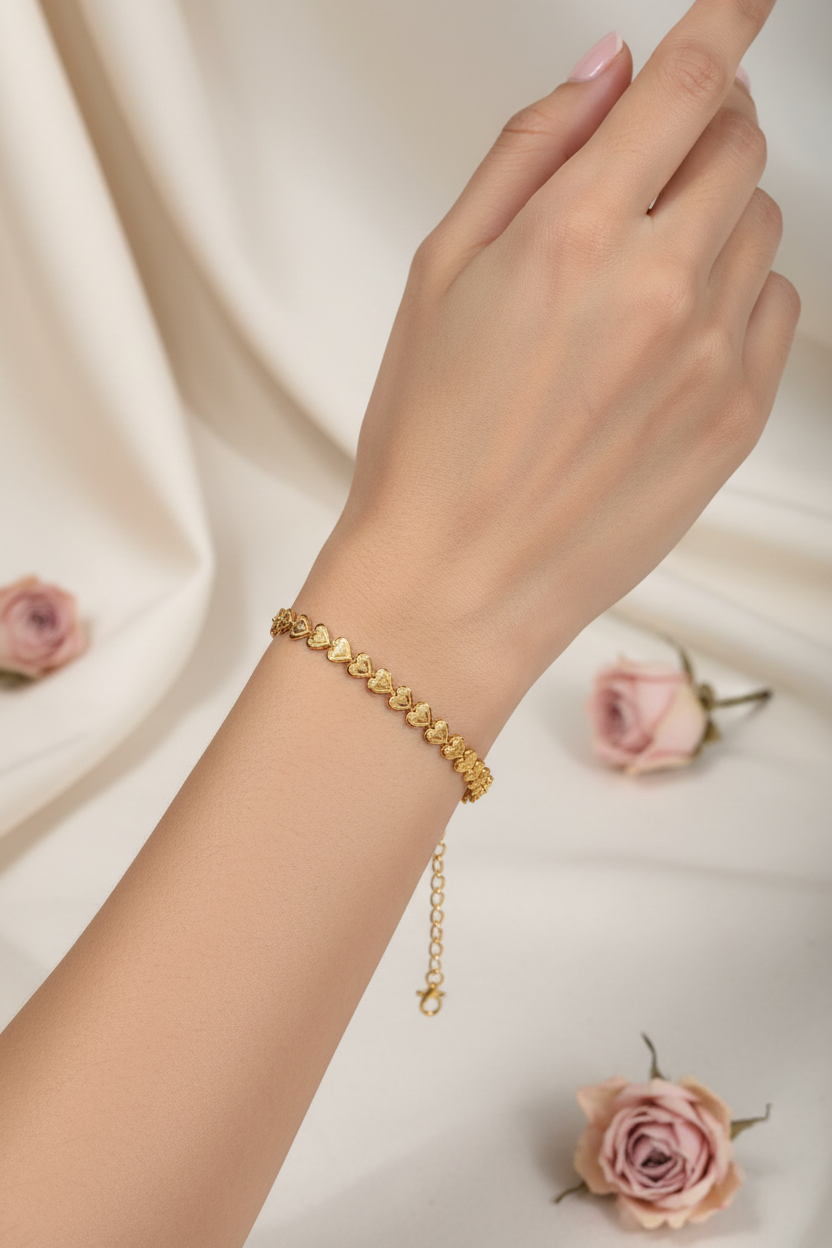 Gold Replica Heart Bracelet