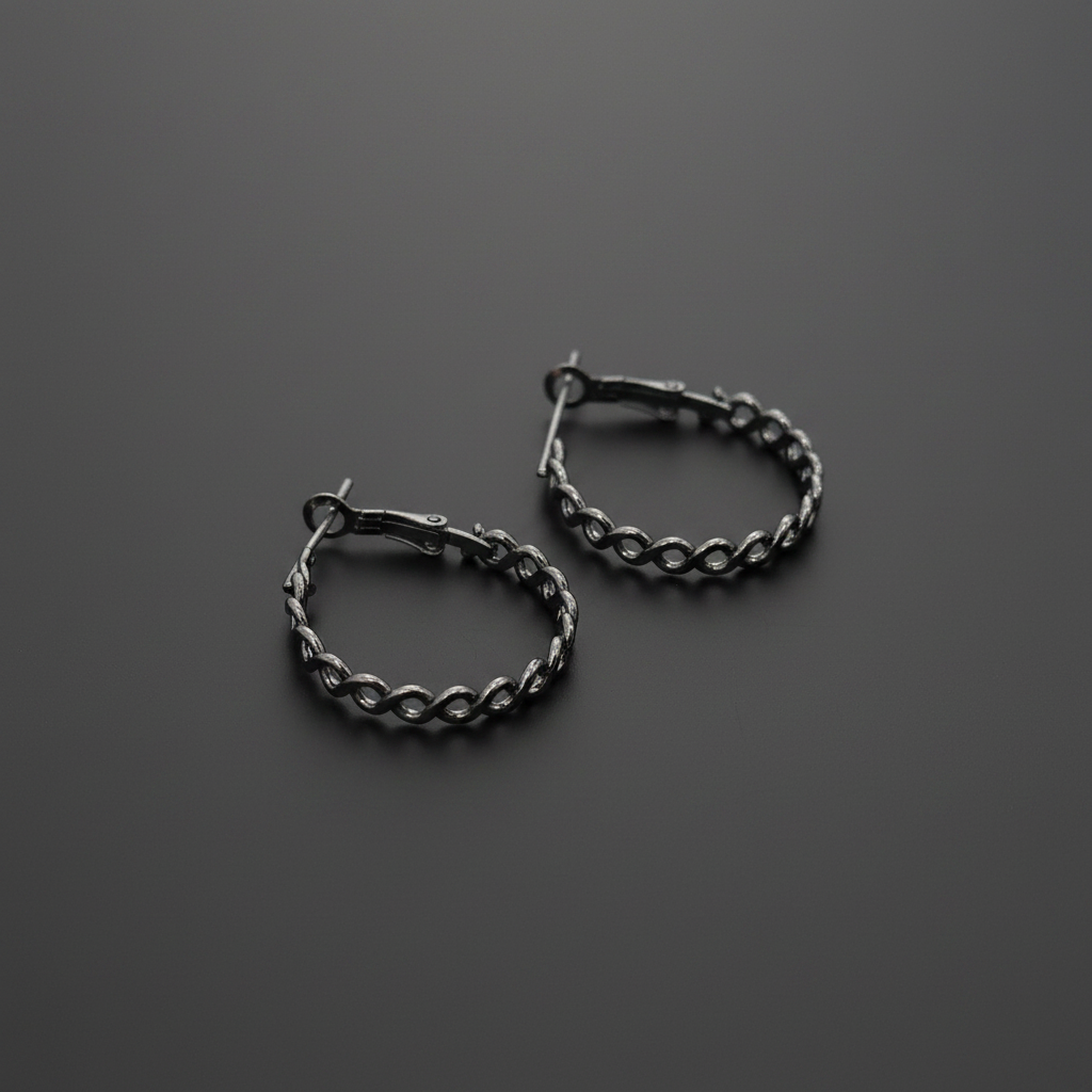 Silver Hoop Ring Earrings