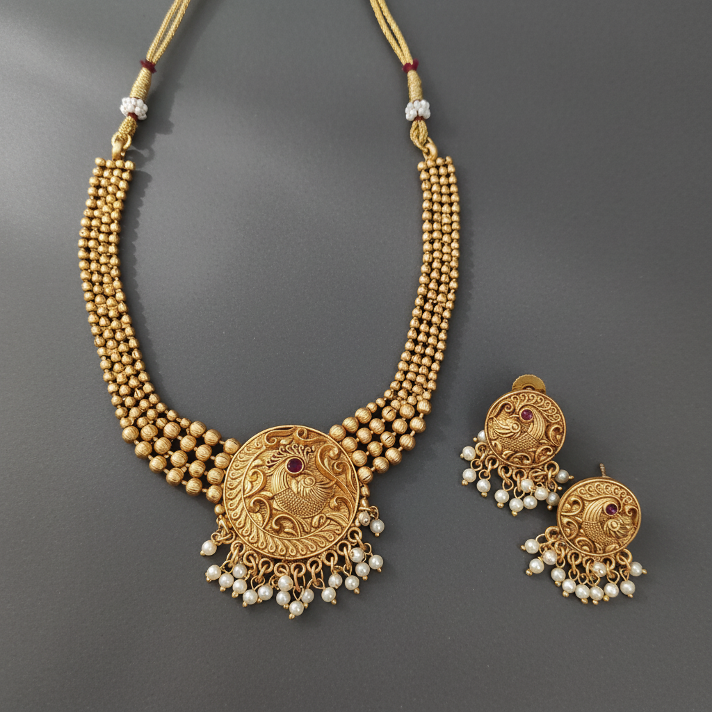 Golden Peacock Matte Choker