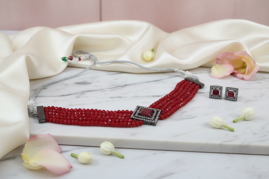Red Diamond Beads Choker