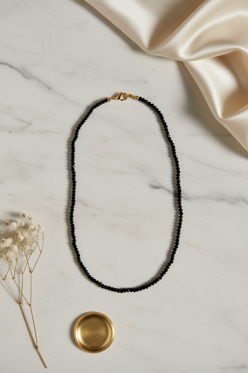 Black Crystal Beads Chain