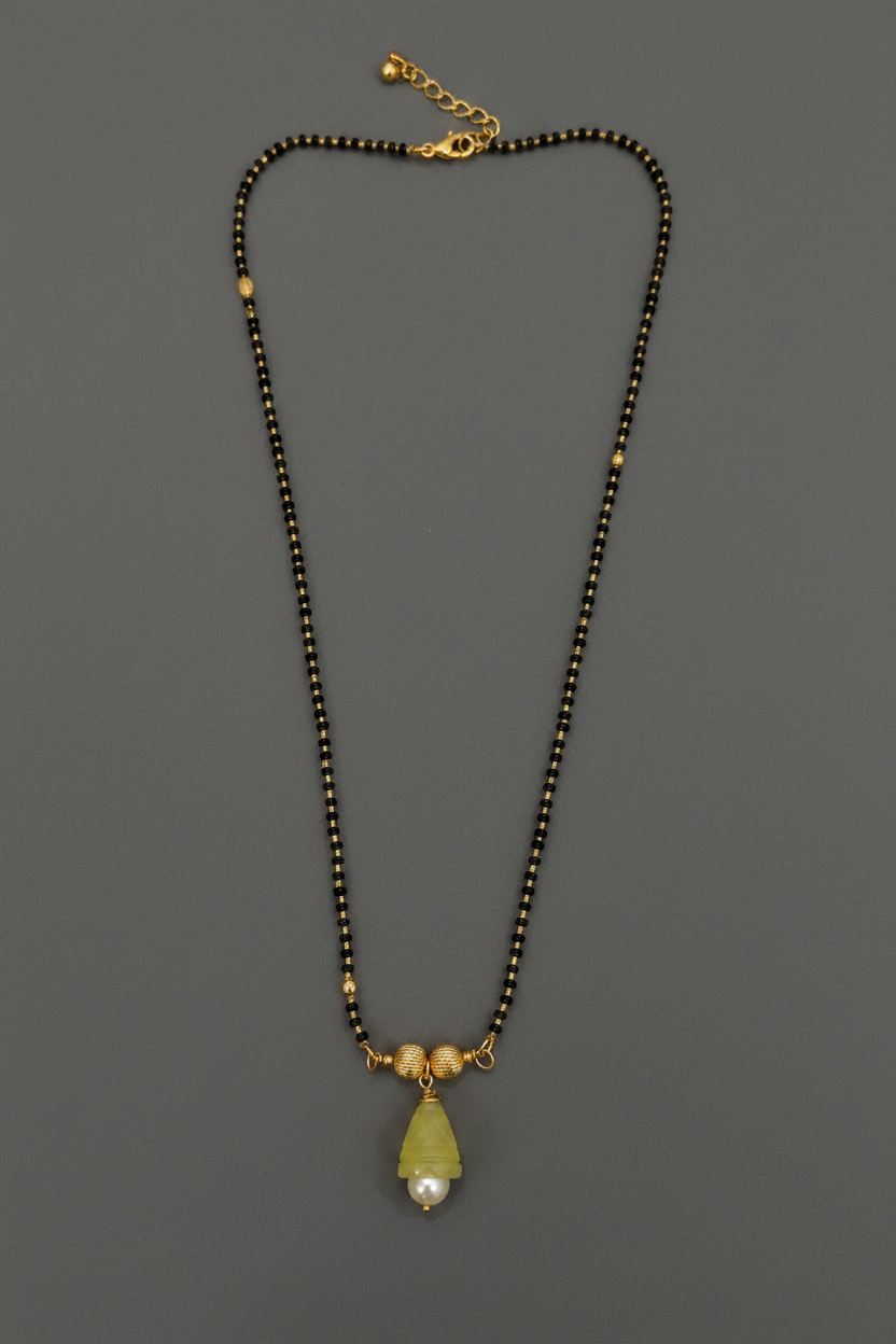 Yellow Glass Jhumka Mangalsutra