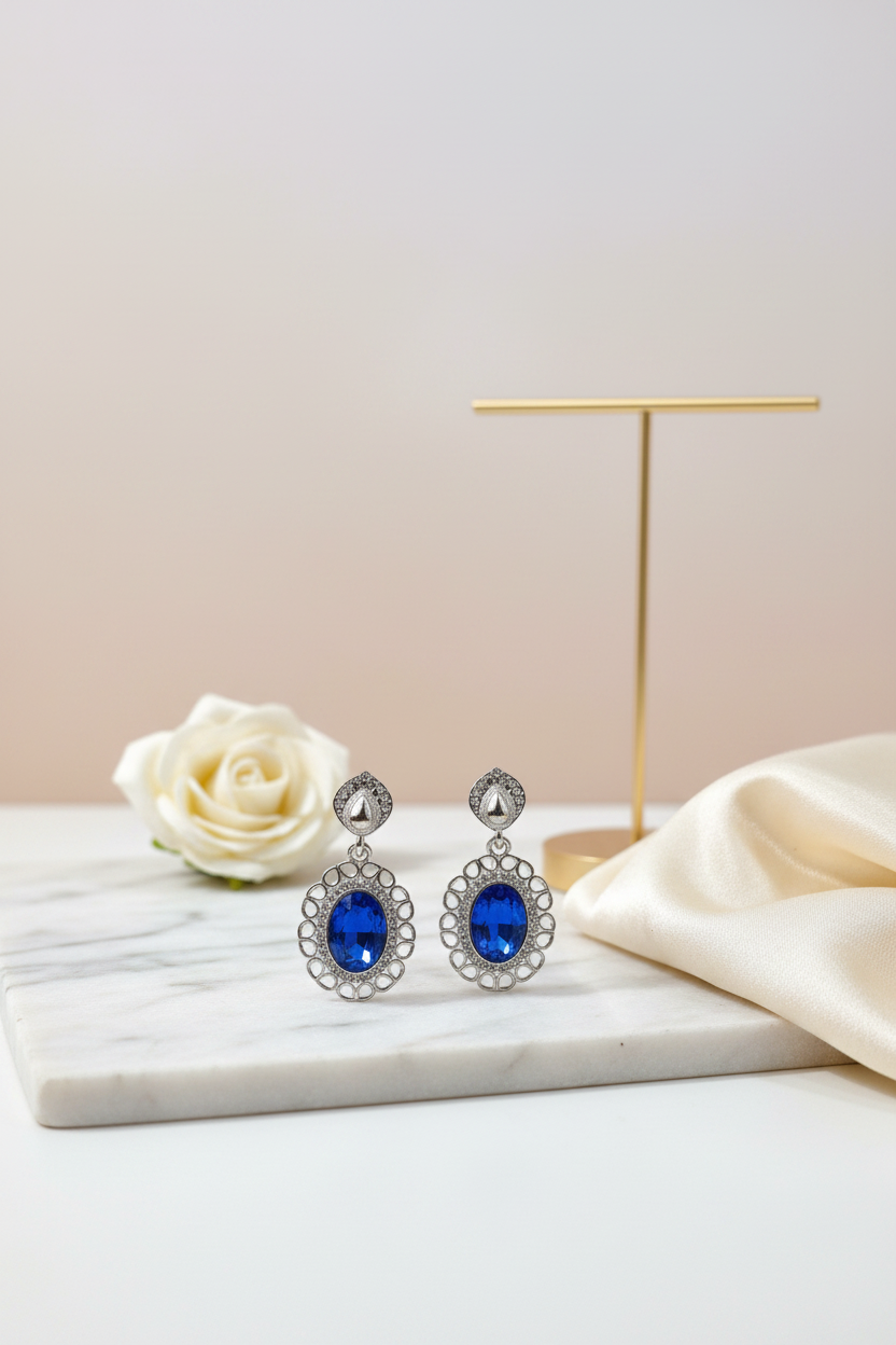 Blue Silver Earrings