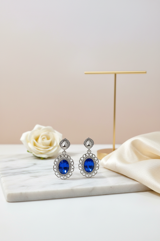 Blue Silver Earrings