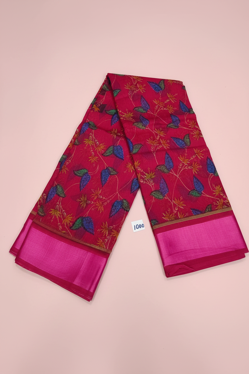 Red Leaves Cotton Saree