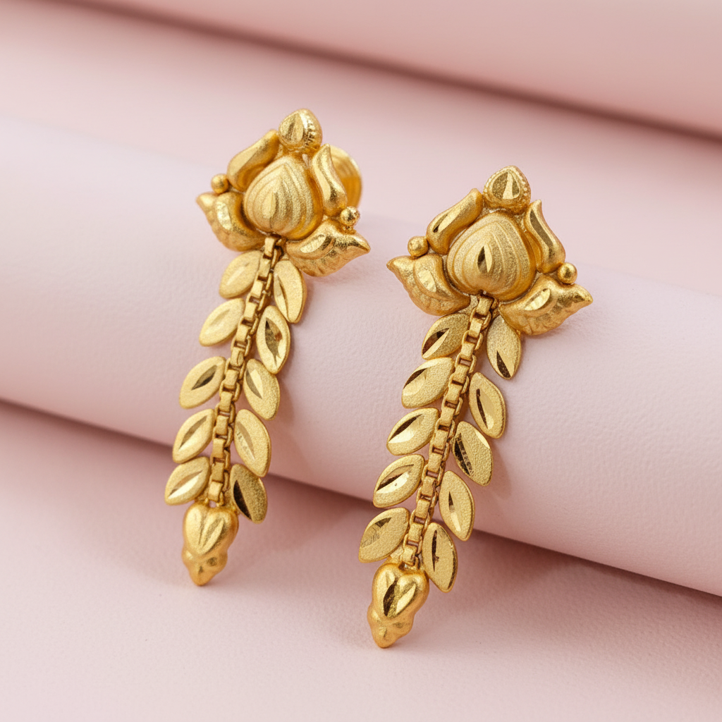 Inverted Heart Gold Earrings